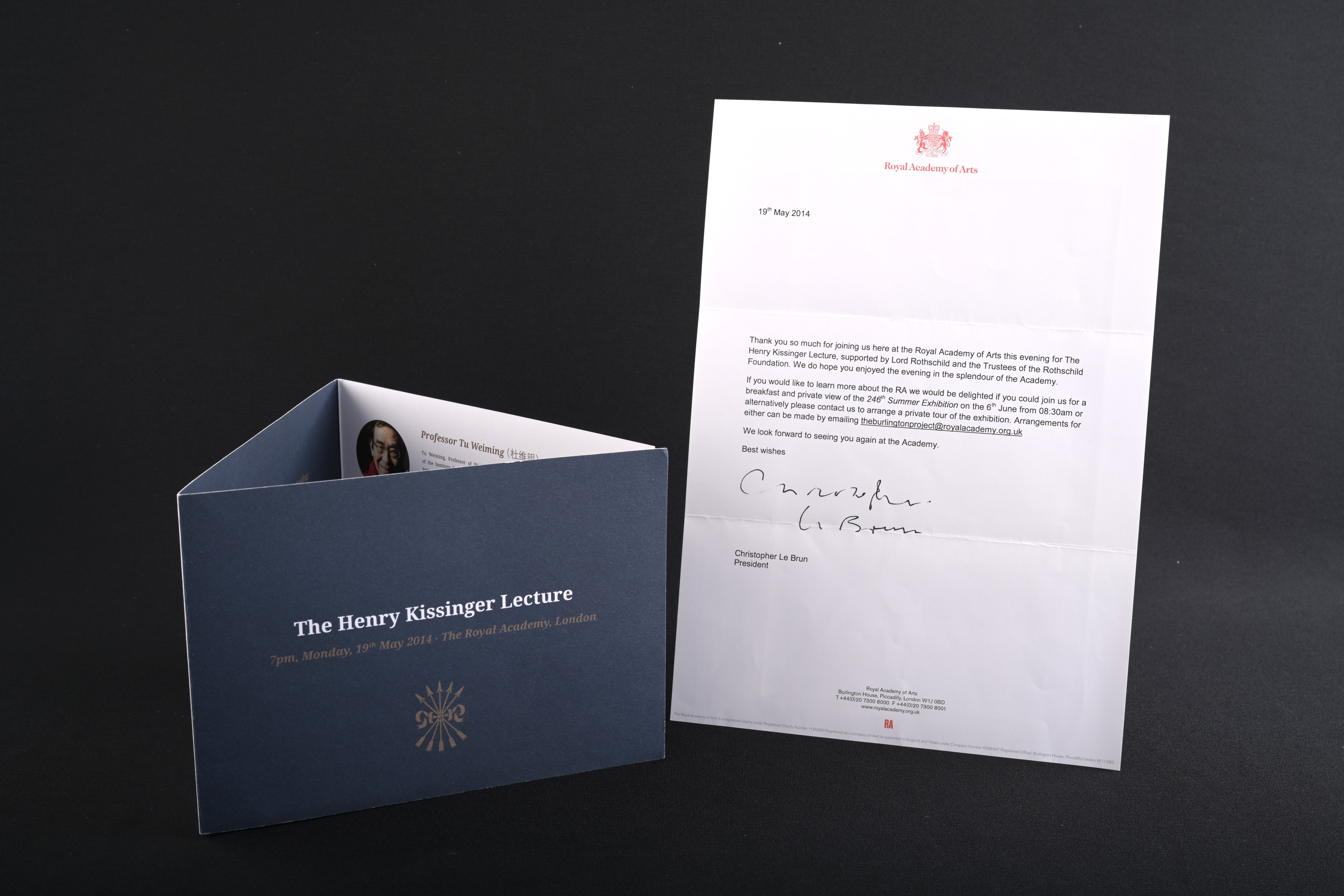 【The Henry Kissinger Lecture】感謝信與演講冊