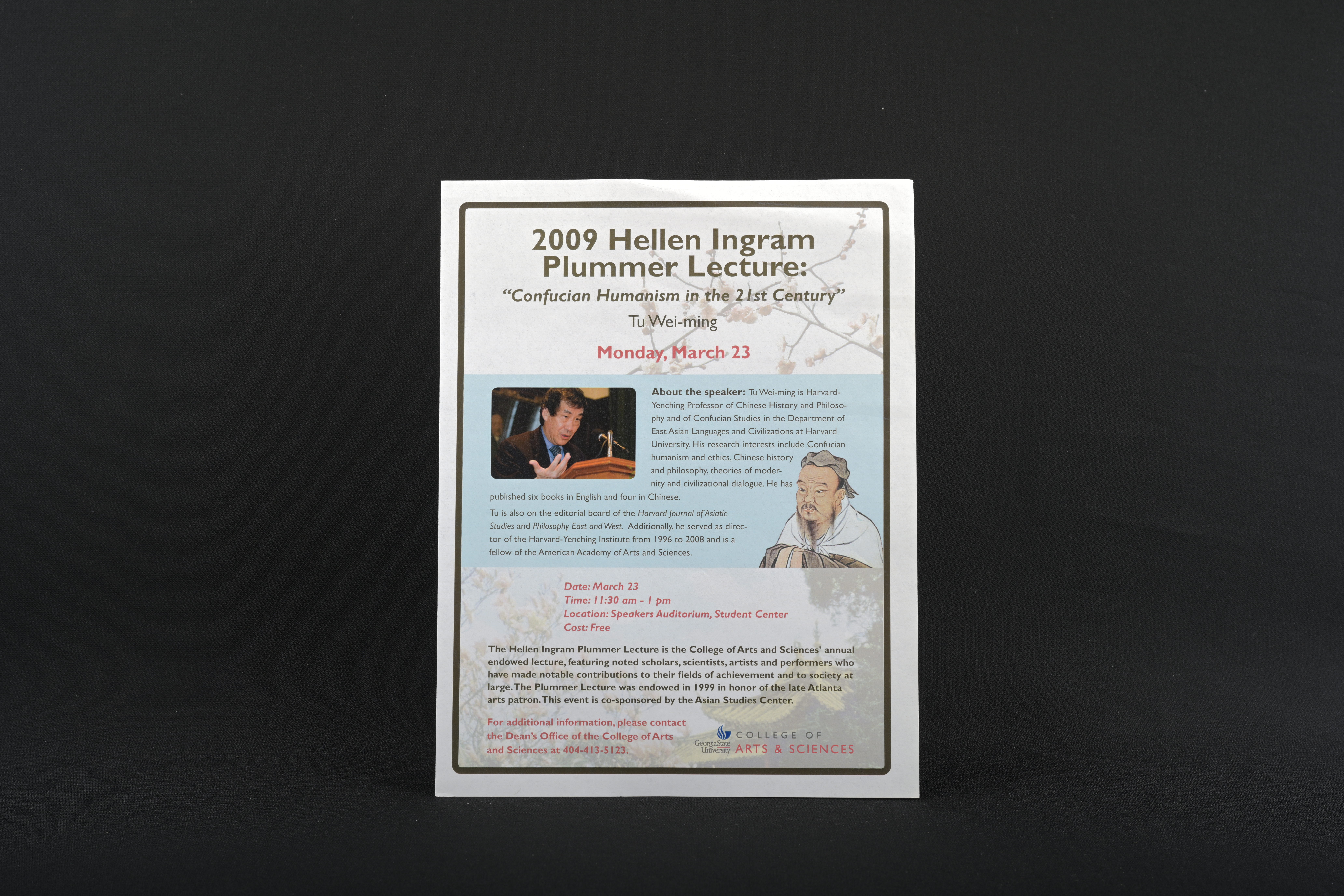 【2009 Hellen Ingranm Plummer Lecture: Confucian Humanism in the 21st Century】海報